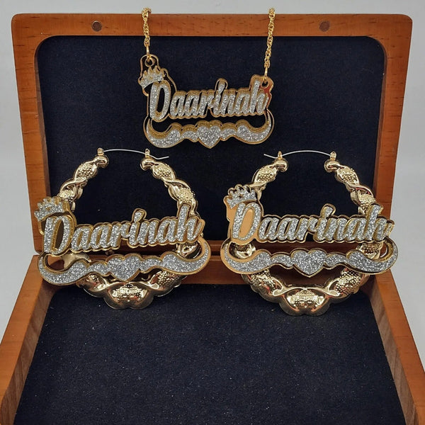 Custom Name Necklace XO Hoop Earrings